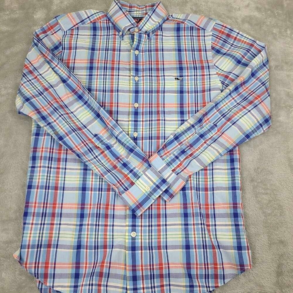 Vineyard Vines Slim Fit Tucker Shirt Mens Size Medium‎ Long Sleeve Cotton Plaid